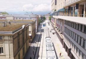 Le tram devrait bientôt circuler sur cet axe jusqu'à présent emprunté par les automobiles. Photo TL