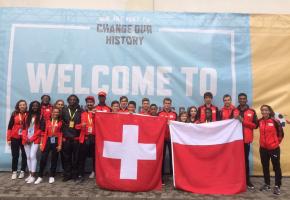 L'équipe suisse au complet à son arrivée à Kaunas. DR L'équipe suisse au complet à son arrivée à Kaunas. DR