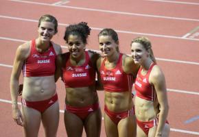  Lea Sprunger, Mujinga Kambundji, Ellen Sprunger et Michelle Cueni. dr