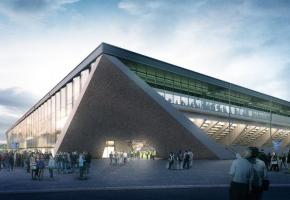 Avec la large façade vitrée, le stade donnera une image d'excellence à la ville. DR 