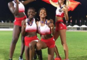 Les médaillées de bronze au relais 4x100m, de g. à d.: Maëline Adjaouté, Mileina Tsogo Eloundou, Laetitia Hartmann et Lou Rossinelli. DR