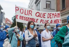Partout en Europe, comme ici à Strasbourg, le personnel soignant réclame de meilleures conditions de travail. DR Partout en Europe, comme ici à Strasbourg, le personnel soignant réclame de meilleures conditions de travail. DR
