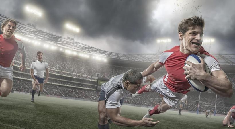 Le rugby un sport de brut pratiqué par des gentlemen? stock