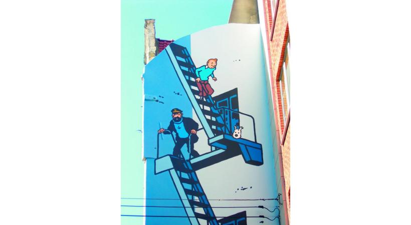  Un mur de Bruxelles, estampillé Tintin.