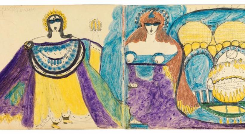 Aloïse. Cahier à la ronde de la cuiller et, ci-dessous, Cahier peinture et musique au théâtre. DR
