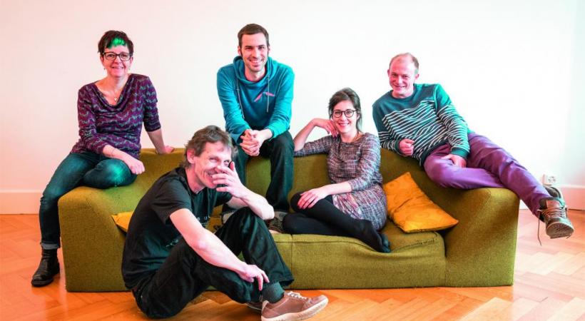Isa Boucharlat, Luc-Philippe Gendre, Mathieu Voisard, Fanny Dumas et Gaëtan Buser, fondateurs de la plateforme Fair’Act. Dr