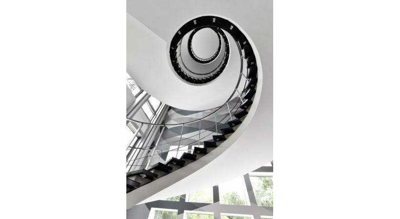 L’escalier monumental  du siège de la Vaudoise. LUC JACCARD