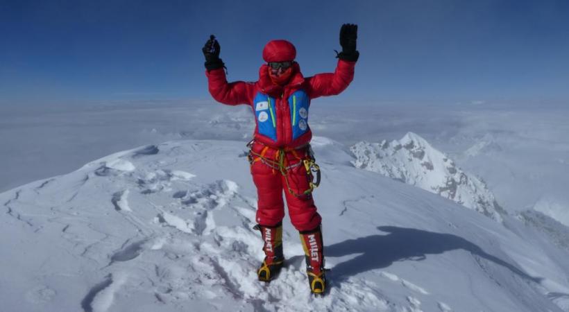 Sophie Davaud au sommet du K2 le 21 juillet dernier. DR Sophie Davaud au sommet du K2 le 21 juillet dernier. DR