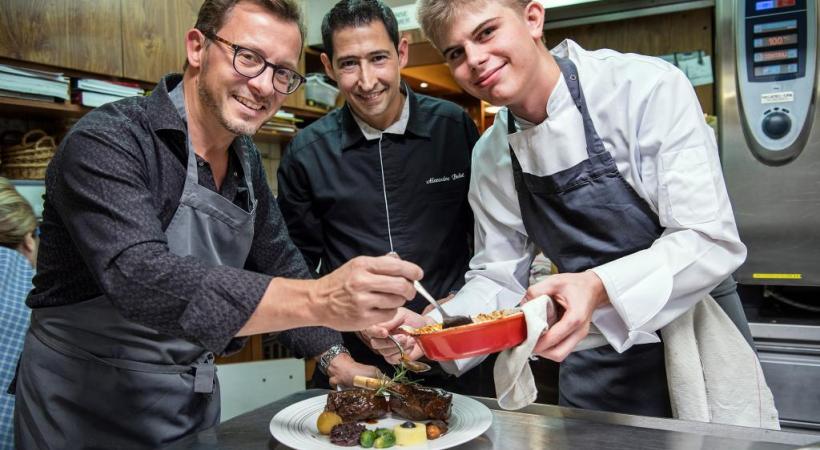 Yann Lambiel, Alexandre Belet, le chef du Populaire, et son apprenti Guérin Ramuz. SIEBER/ARC