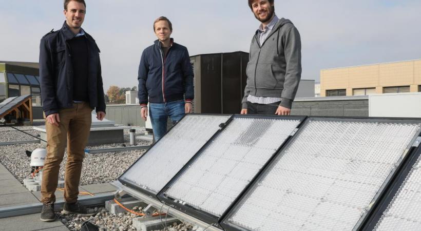 Les trois cofondateurs d’Insolight Laurent Coulot, Florian Gerlich et Mathieu Ackermann.  DR