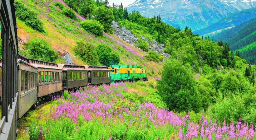 A bord de wagons d’époque restaurés, revivez l’épopée des colons entre Skagway (Alaska) et Whitehorse (Yukon). Le chemin de fer White Pass & Yukon Route traverse des décors grandioses. 123RF/ CARMENGABRIELA