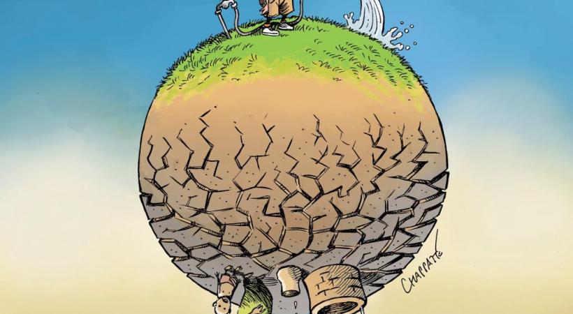 Chappatte et sa manière d’illustrer l’urgence climatique. 